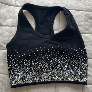 Rhinestone youth cheer dance black sports bra little girl YXS (4) EUC sparkly!